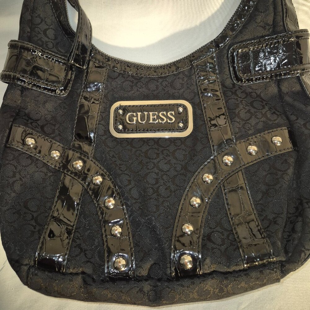 GUESS VINTAGE studded shoulder bag, Black and silver, 13X20 - Picture 15 of 15
